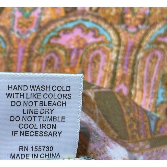 Rose & Olive Button Front Blouse Top Patchwork Size XL Long Sleeve Collar - Picture 8 of 8